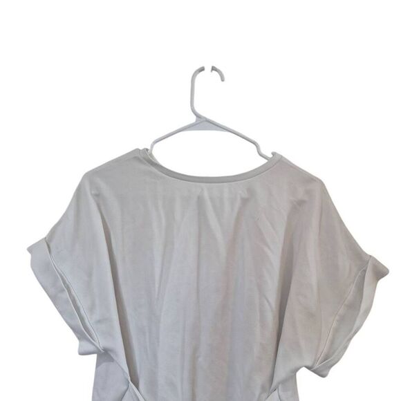 Express Women's White Rayon/Nylon/Spandex Cuffed Short Sleeve T-shirt with Sash - Picture 5 of 10